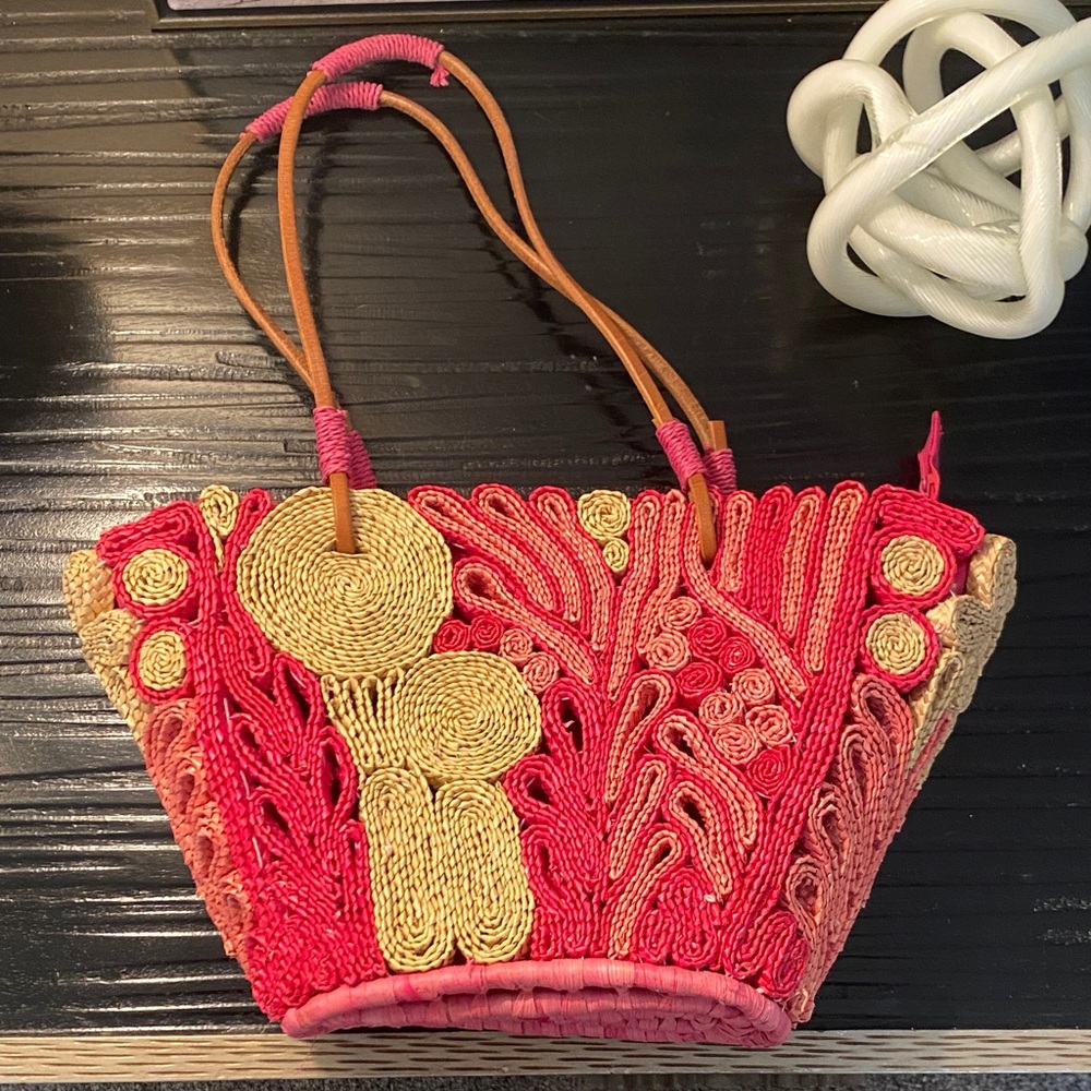 Bulaggi Handcrafted Statement Bag – Pink & Gold Woven Details